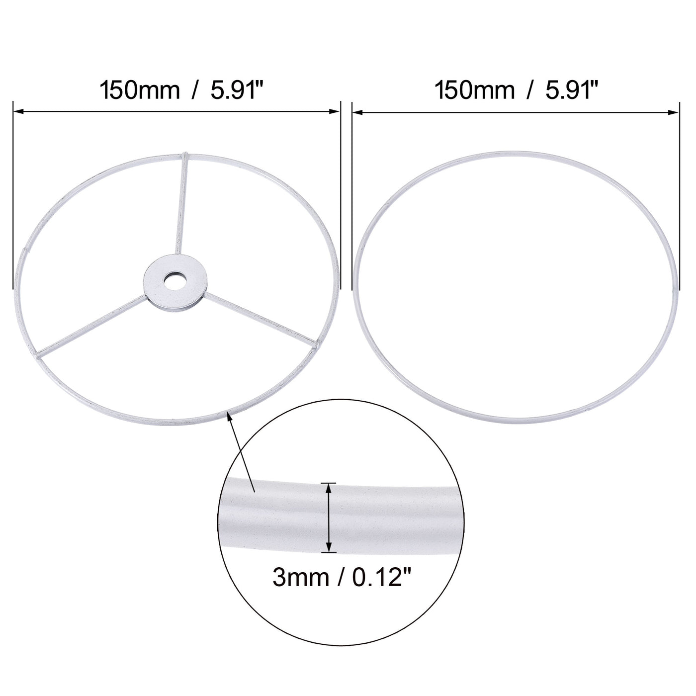 uxcell Uxcell Lamp Shade Ring, 150mm Dia. Lampshade Holder Frame for Connecting Lamps Harp, Baked Coating Iron 2 Set