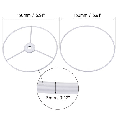 Harfington Uxcell Lamp Shade Ring, 150mm Dia. Lampshade Holder Frame for Connecting Lamps Harp, Baked Coating Iron 2 Set