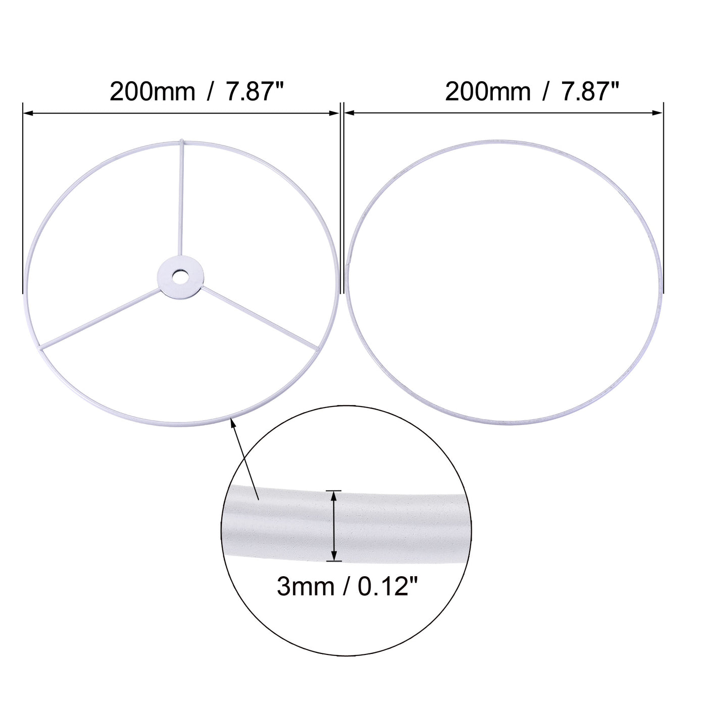 uxcell Uxcell Lamp Shade Ring, 200mm Dia. Lampshade Holder Frame for Connecting Lamps Harp, Baked Coating Iron 2 Set