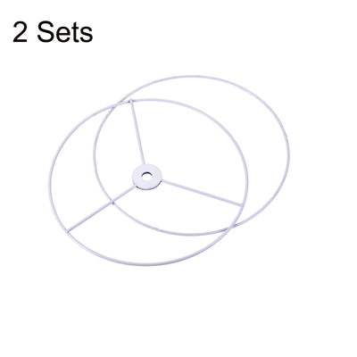Harfington Uxcell Lamp Shade Ring, 200mm Dia. Lampshade Holder Frame for Connecting Lamps Harp, Baked Coating Iron 2 Set