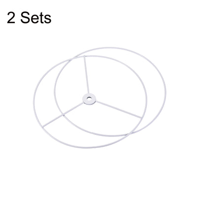 Harfington Uxcell Lamp Shade Ring, 250mm Dia. Lampshade Holder Frame for Connecting Lamps Harp, Baked Coating Iron 2 Set