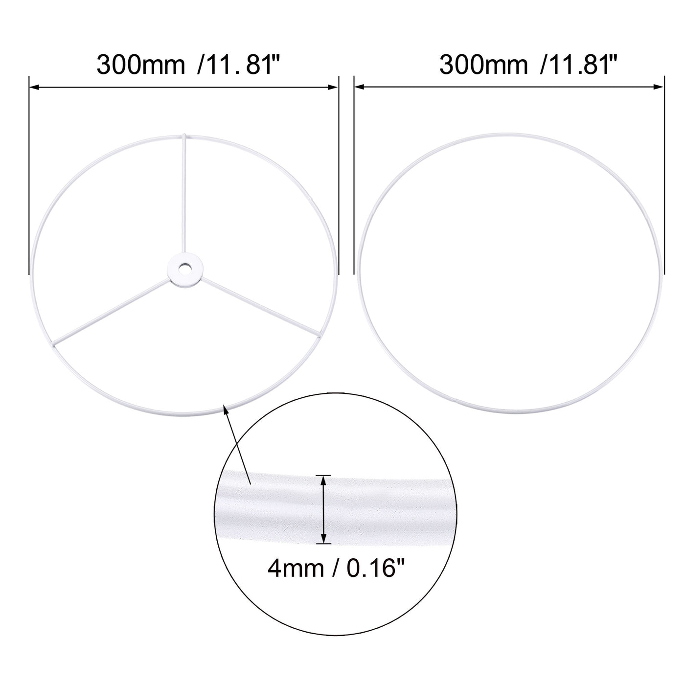 uxcell Uxcell Lamp Shade Ring, 300mm Dia. Lampshade Holder Frame for Connecting Lamps Harp, Baked Coating Iron 2 Set