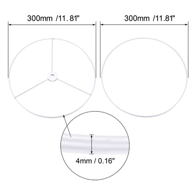 Harfington Uxcell Lamp Shade Ring, 300mm Dia. Lampshade Holder Frame for Connecting Lamps Harp, Baked Coating Iron 2 Set