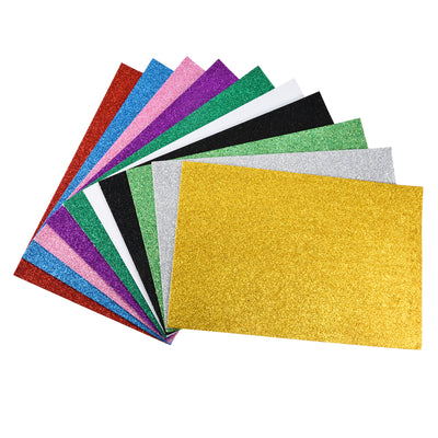 Harfington Colorful EVA Glitter foam Sheets Self Adhesive 7.8x11.8 Inch 2mm Thickness 1 Set