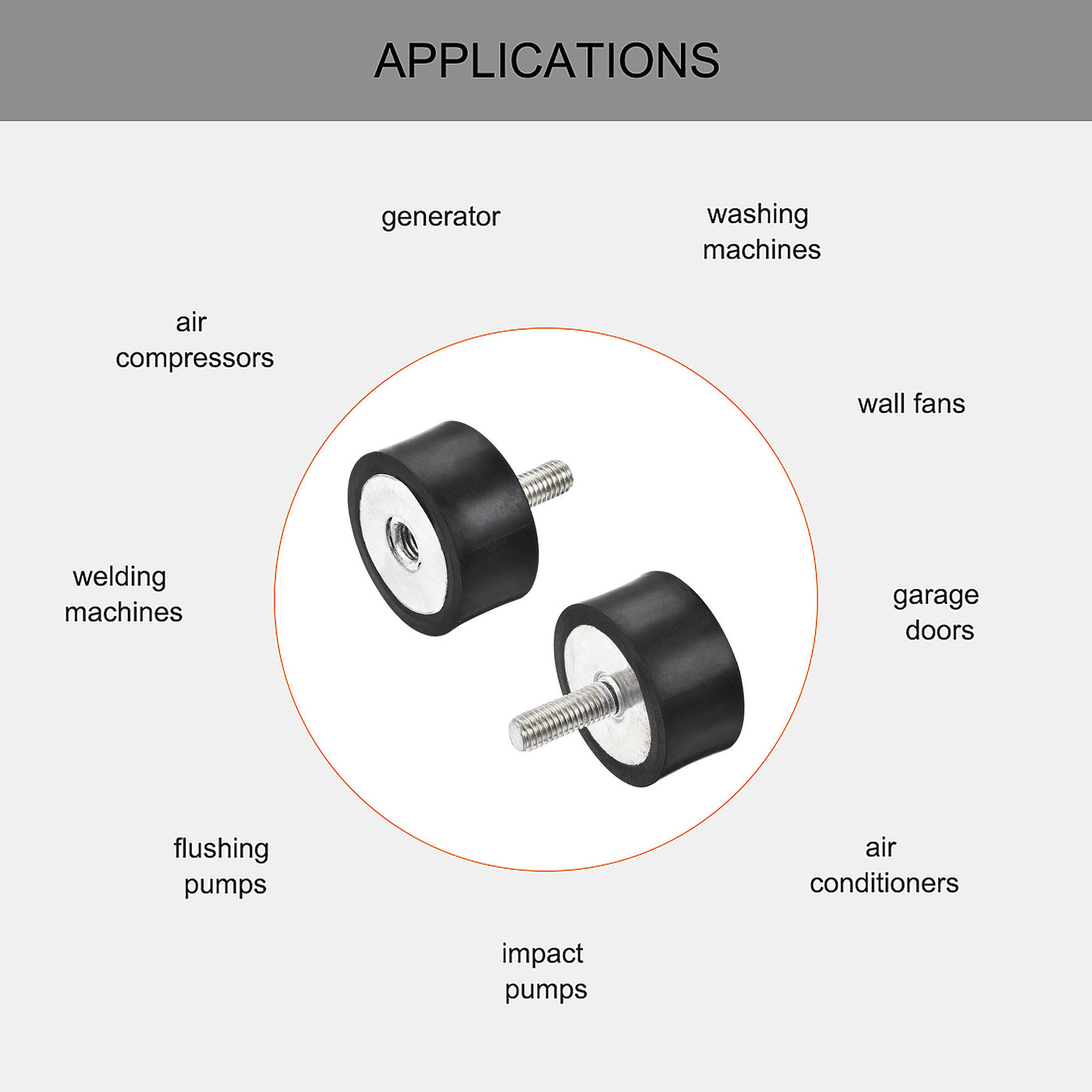 uxcell Uxcell M8 Rubber Mounts, 2pcs Male/Female Shock Absorber, D40mmxH20mm