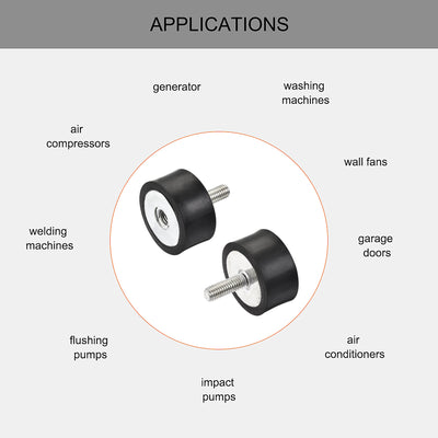 Harfington Uxcell M8 Rubber Mounts, 2pcs Male/Female Shock Absorber, D40mmxH20mm