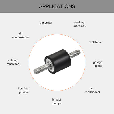 Harfington Uxcell M6 Rubber Mounts, 5pcs Male/Male Shock Absorber, for Motor Generator Compressor Garage Reverse Pump Impact Air Generator Bobbins, D20mmxH20mm