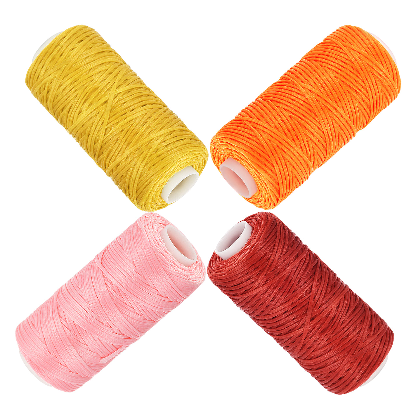 uxcell Uxcell 4Stk Gewachst Leder Nähfaden Satz Flache Polyester Nähgarn für Handnähen 55 Yard 150D/0,8mm (Helle Farben)