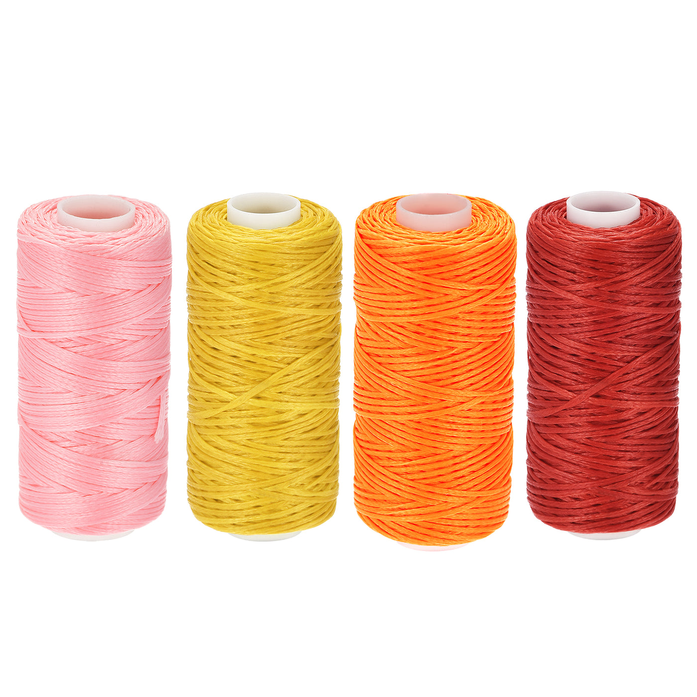 uxcell Uxcell 4Stk Gewachst Leder Nähfaden Satz Flache Polyester Nähgarn für Handnähen 55 Yard 150D/0,8mm (Helle Farben)