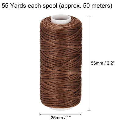 Harfington Uxcell 4Stk Gewachst Leder Nähfaden Satz Flache Polyester Nähgarn für Handnähen 55 Yard 150D/0,8mm (Verschiedene Braun)