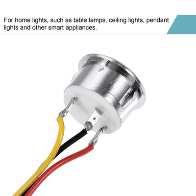 Harfington Touch Switch DC12V 10W With Blue Indicator Light 16mm Mounting Hole  Silver Tone