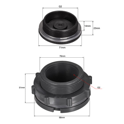 Harfington Uxcell PVC Bulkhead Tank Adapter with Plug Fitting G2 Thread for Rain Buckets Water Tanks Aquariums Ponds 1 Set