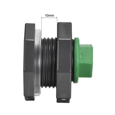 Harfington Uxcell PVC Bulkhead Tank Adapter with Green Plug Fitting G3/4 Thread for Rain Buckets Water Tanks Aquariums 1 Set