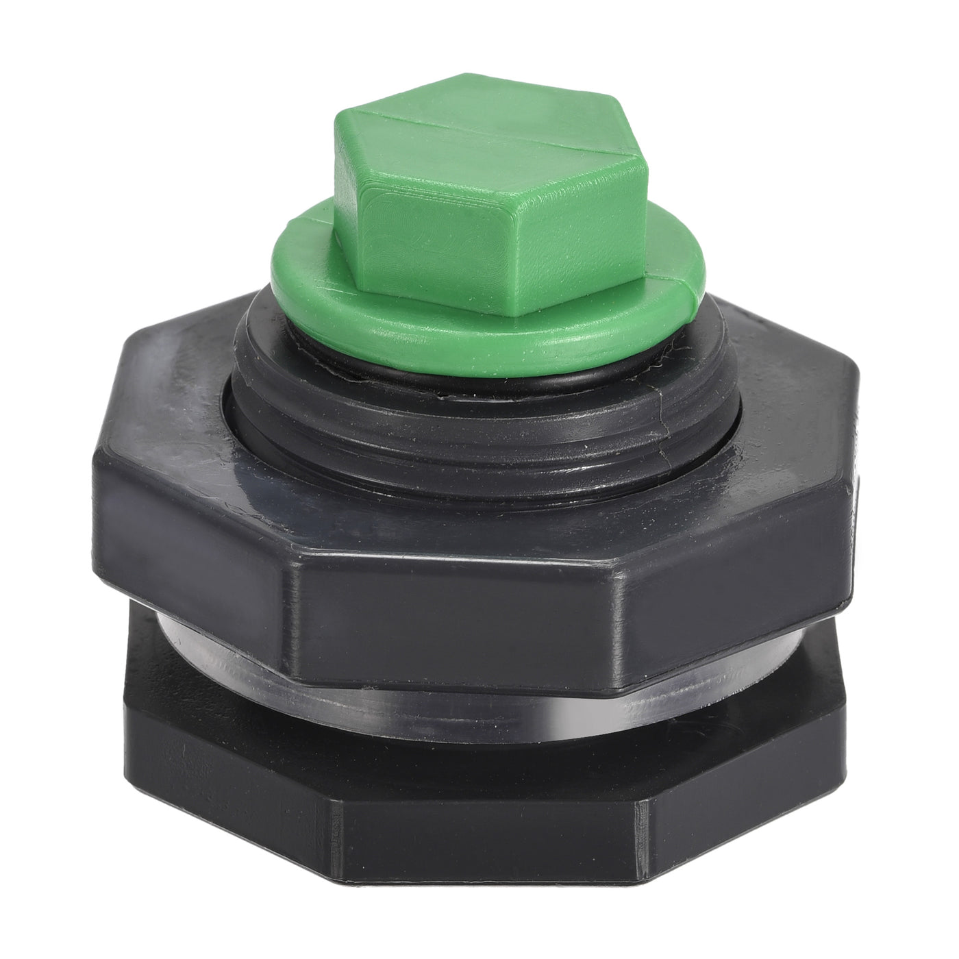 uxcell Uxcell PVC Bulkhead Tank Adapter with Green Plug Fitting G3/4 Thread for Rain Buckets Water Tanks Aquariums 1 Set