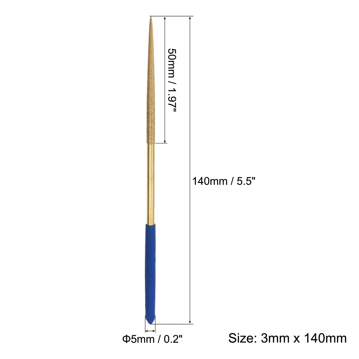 uxcell Uxcell 3mm x 140mm Round Files Diamond Needle File Set Titanium Coated Tools 10pcs