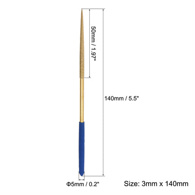 Harfington Uxcell 3mm x 140mm Round Files Diamond Needle File Set Titanium Coated Tools 10pcs