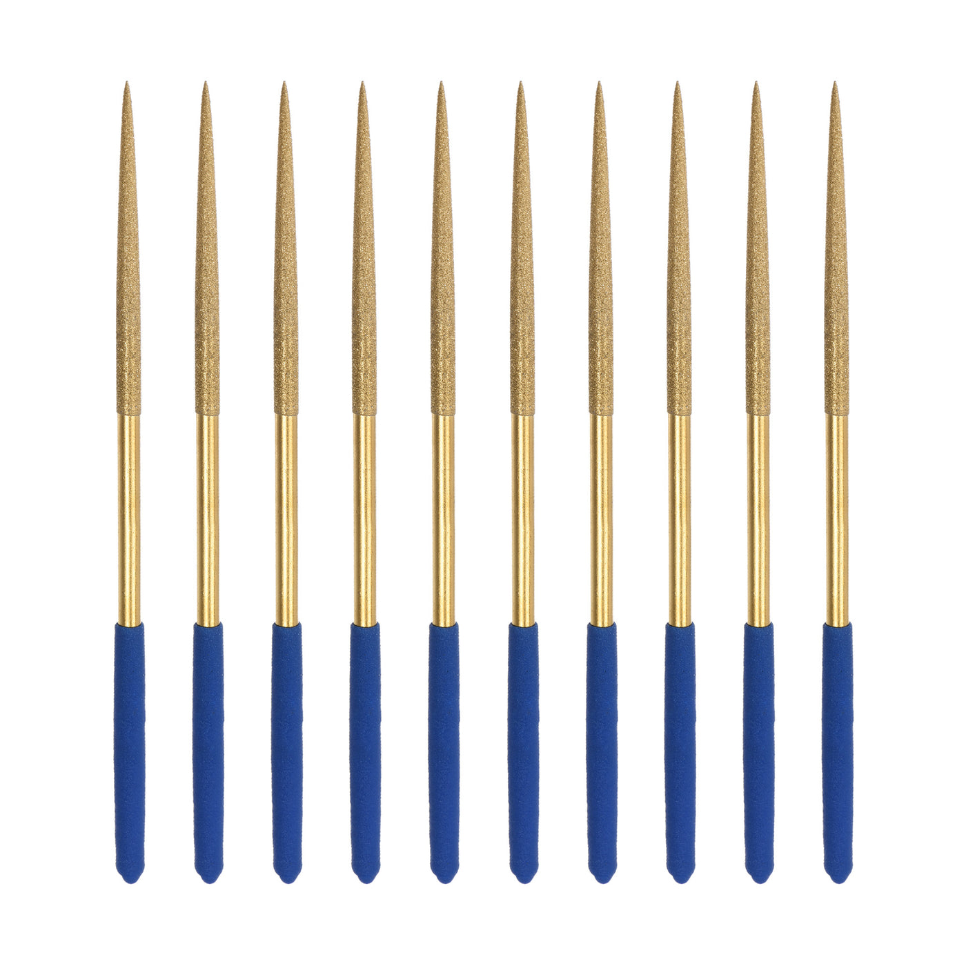 uxcell Uxcell 3mm x 140mm Round Files Diamond Needle File Set Titanium Coated Tools 10pcs