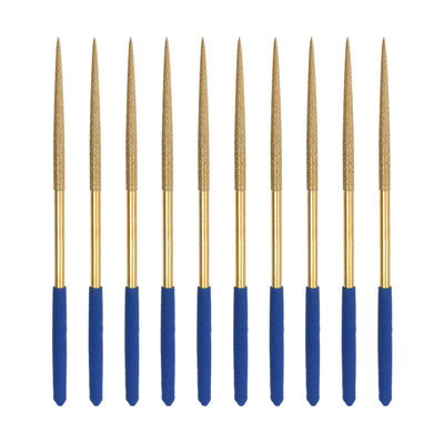 Harfington Uxcell 3mm x 140mm Round Files Diamond Needle File Set Titanium Coated Tools 10pcs