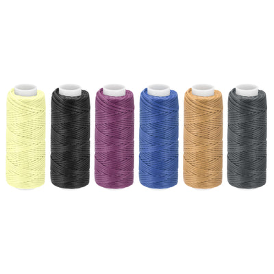 Harfington Uxcell 6Stk Gewachst Leder Nähfaden Satz Flache Polyester Nähgarn für Handnähen 33 Yard 150D/0,8mm (Kalte Farben)