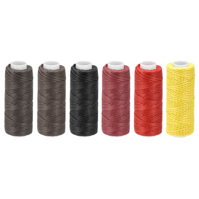 Harfington Uxcell 6Stk Gewachst Leder Nähfaden Satz Flache Polyester Nähgarn für Handnähen 33 Yard 150D/0,8mm (Dunkle Farben)