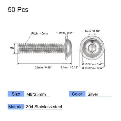 Harfington Uxcell 304 Stainless Steel Flanged Button Head Socket Cap Screws