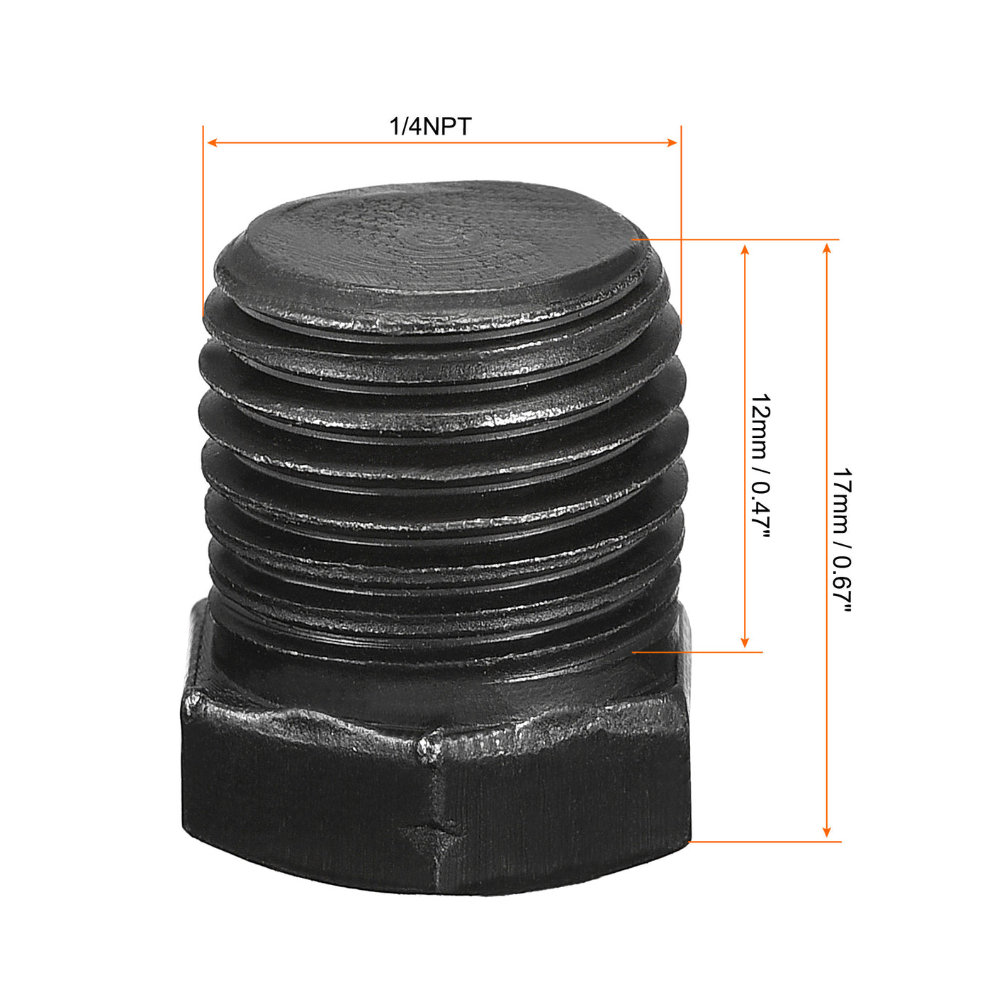 Uxcell Uxcell Outer Hex Head Socket Pipe Fitting Plug 3/8NPT Male Thread Carbon Steel 4Pcs for Terminate Pipe Ends