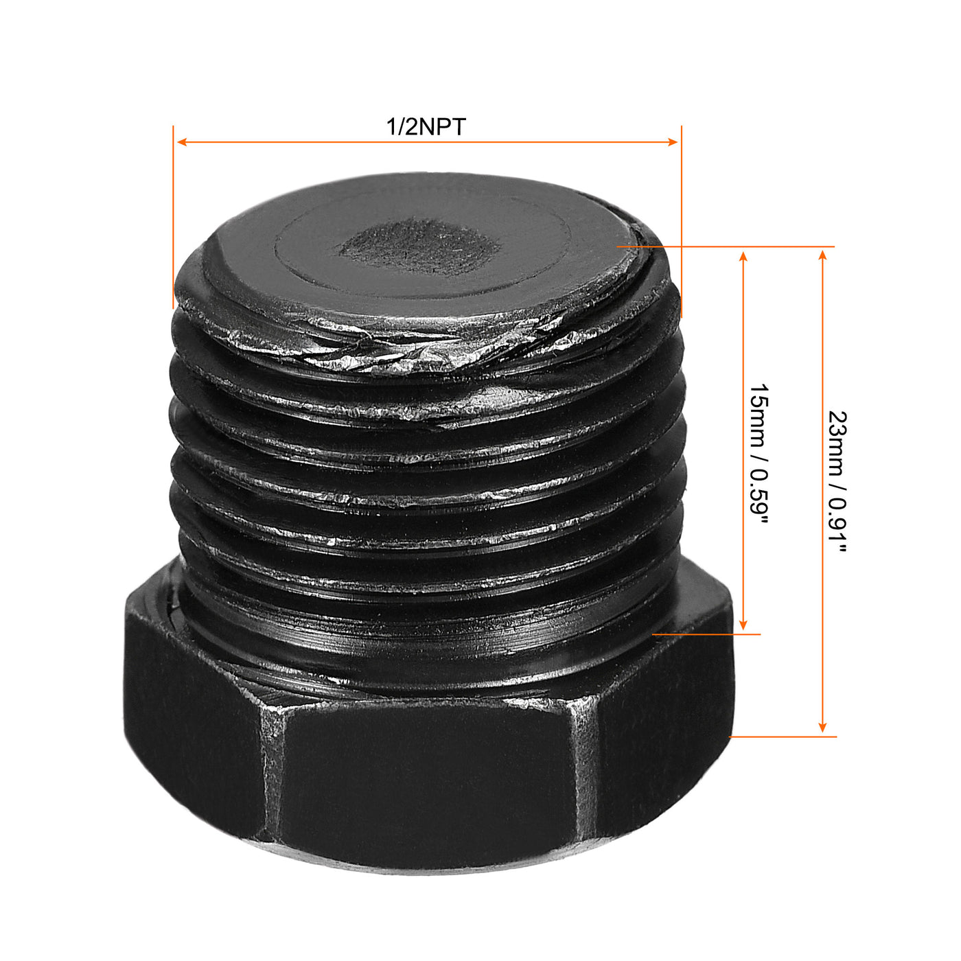 Uxcell Uxcell Outer Hex Head Socket Pipe Fitting Plug 1/4NPT Male Thread Carbon Steel 2Pcs for Terminate Pipe Ends