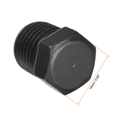 Harfington Uxcell Outer Hex Head Socket Pipe Fitting Plug 1/4PT Male Thread Carbon Steel 2Pcs for Terminate Pipe Ends