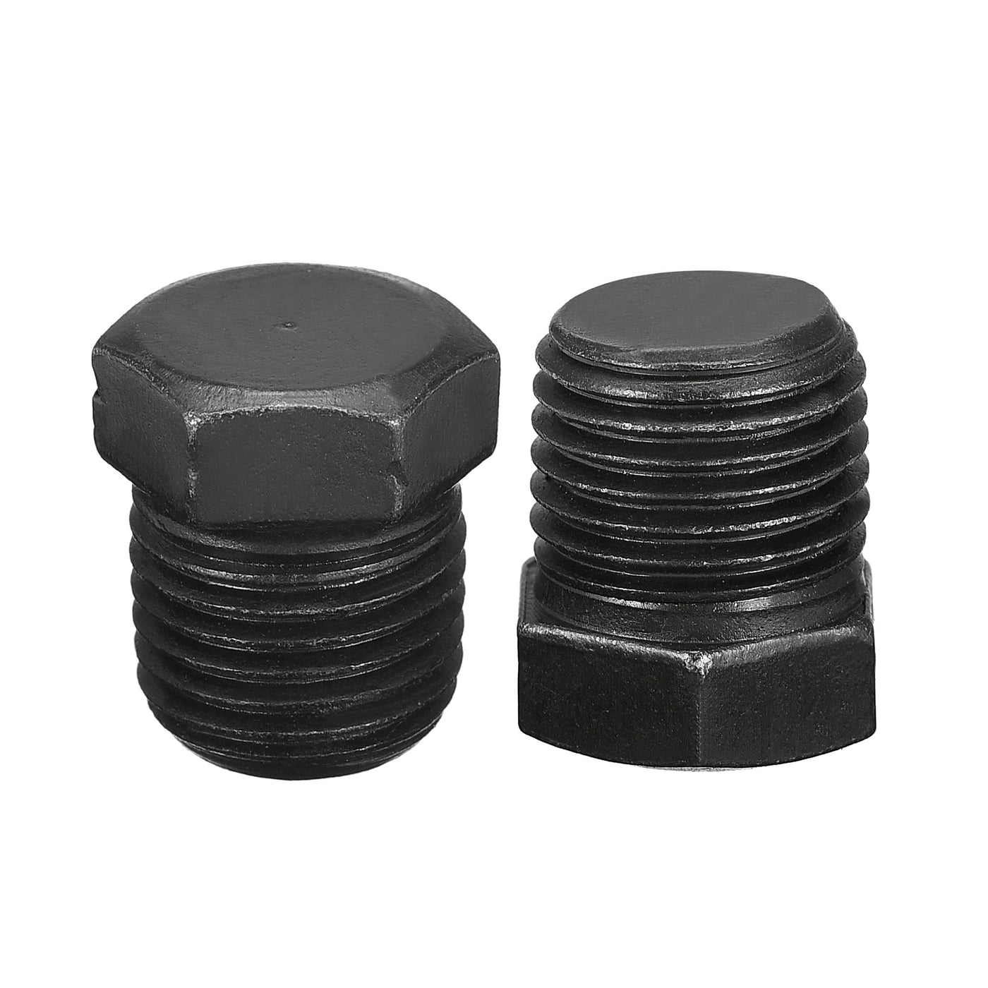 uxcell Uxcell Outer Hex Head Socket Pipe Fitting Plug 1/4PT Male Thread Carbon Steel 2Pcs for Terminate Pipe Ends