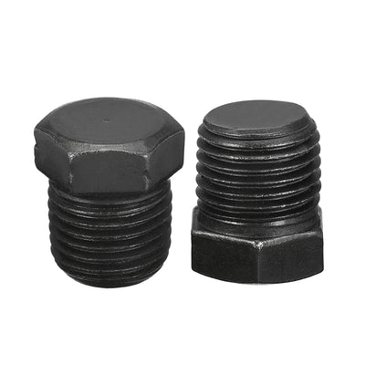 Harfington Uxcell Outer Hex Head Socket Pipe Fitting Plug 1/4PT Male Thread Carbon Steel 2Pcs for Terminate Pipe Ends