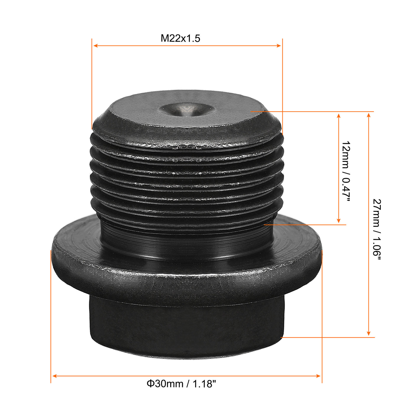 Uxcell Uxcell Outer Hex Head Socket Pipe Fitting Plug M33x2 Male Thread Carbon Steel for Terminate Pipe Ends