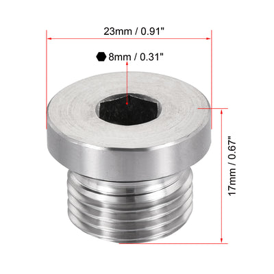 Harfington Uxcell Stainless Steel Inner Hex Head Pipe Plug with Seal Ring 2Pcs