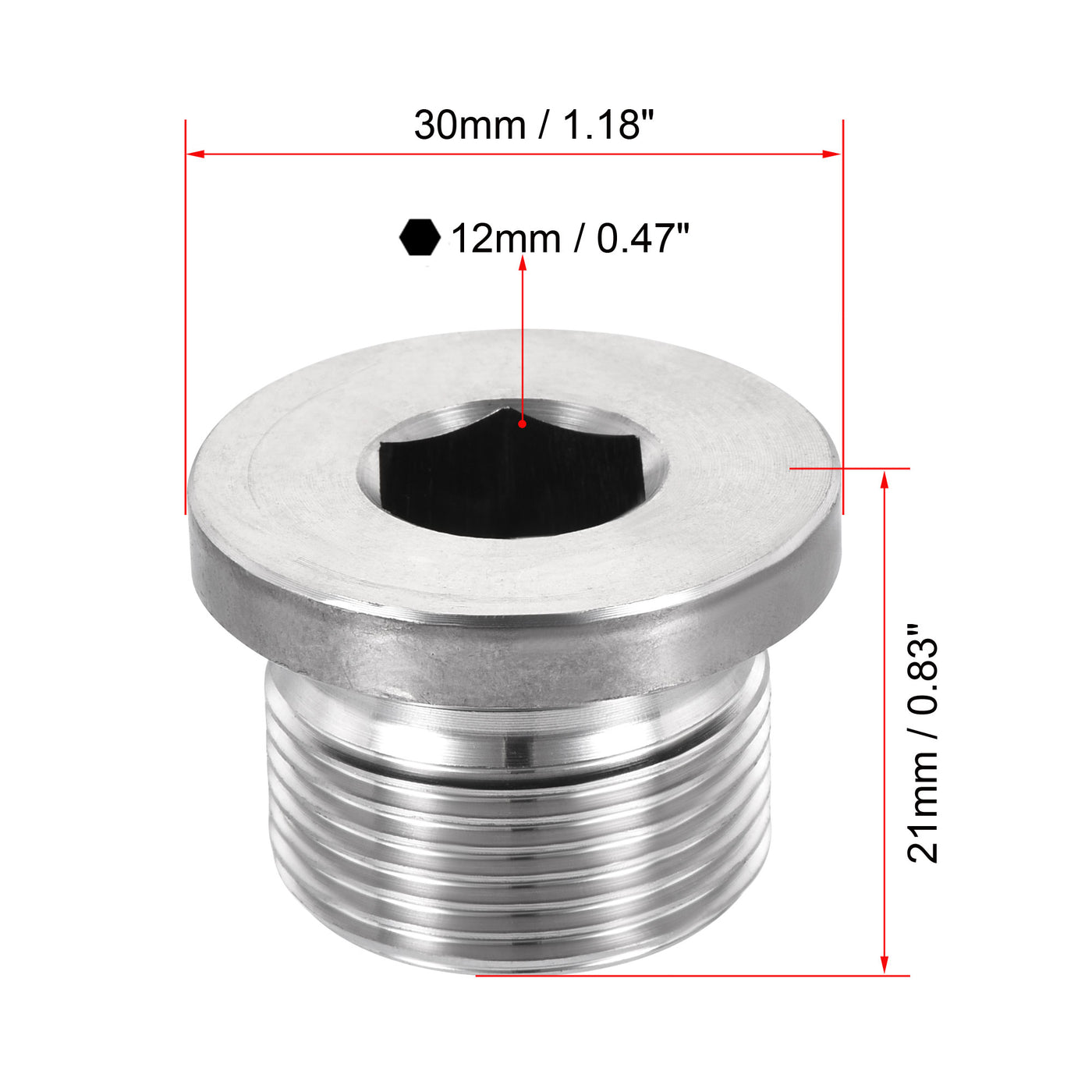 uxcell Uxcell Stainless Steel Inner Hex Head Pipe Plug with Seal Ring