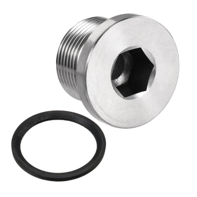 Harfington Uxcell Stainless Steel Inner Hex Head Pipe Plug with Seal Ring