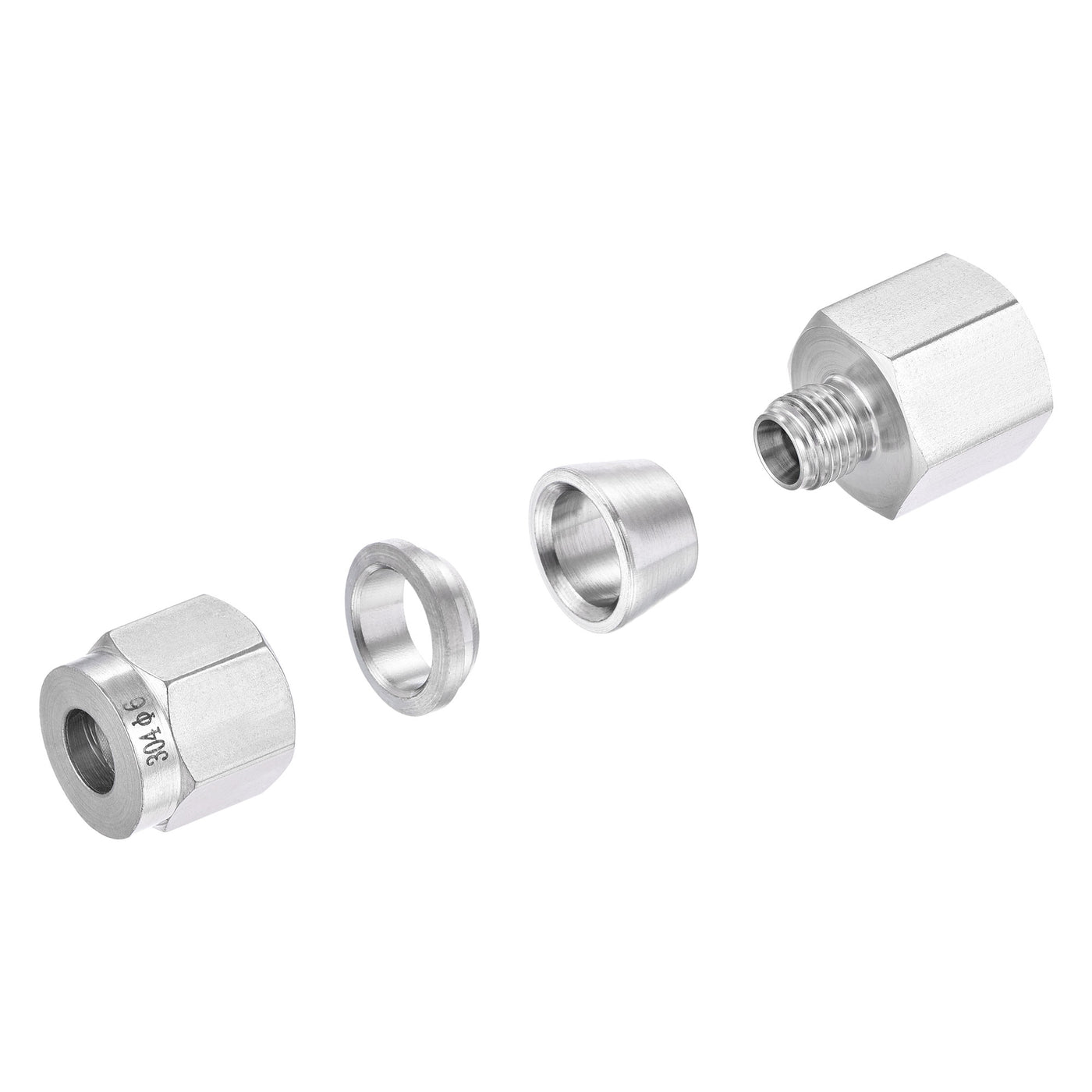 uxcell Uxcell Compression Tube Fitting 1/2NPT Female Thread x 6mm Tube OD Straight Coupling Adapter 304 Stainless Steel