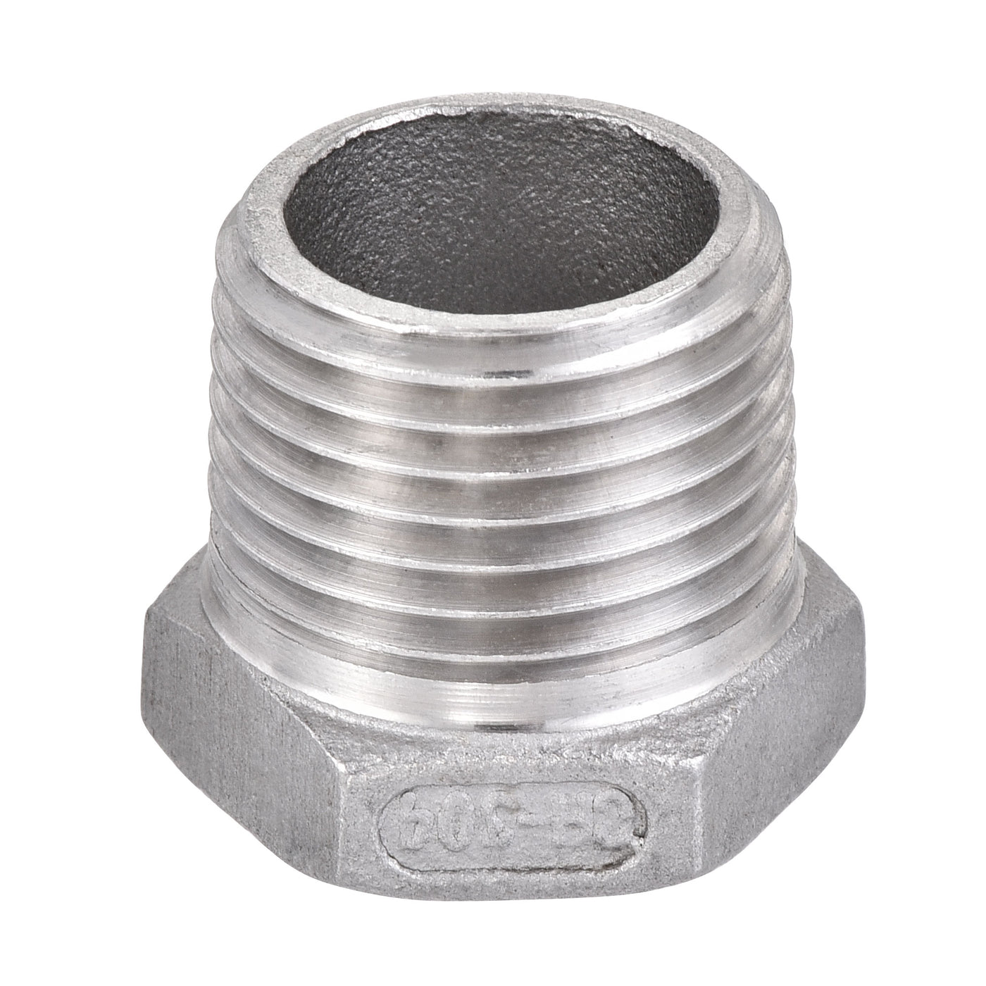 Uxcell Uxcell Reducer Hex Bushing, 304 Stainless Steel 1/2NPT Male to 3/8NPT Female, Reducing Forging Pipe Hose Adapter Fitting 2Pcs