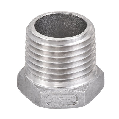 Harfington Uxcell Reducer Hex Bushing, 304 Stainless Steel 1/2NPT Male to 3/8NPT Female, Reducing Forging Pipe Hose Adapter Fitting 2Pcs