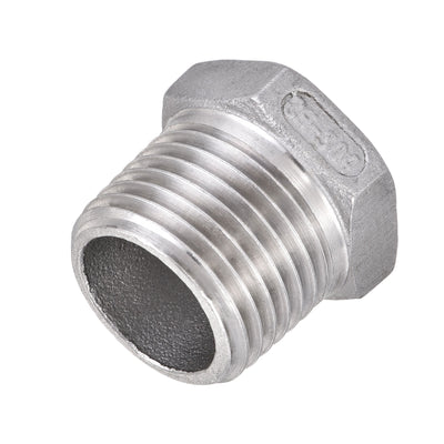 Harfington Uxcell Reducer Hex Bushing, 304 Stainless Steel 1/2NPT Male to 3/8NPT Female, Reducing Forging Pipe Hose Adapter Fitting 2Pcs