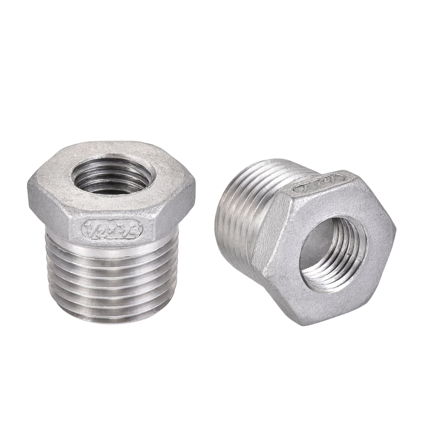 Uxcell Uxcell Reducer Hex Bushing, 304 Stainless Steel 1/2NPT Male to 3/8NPT Female, Reducing Forging Pipe Hose Adapter Fitting 2Pcs