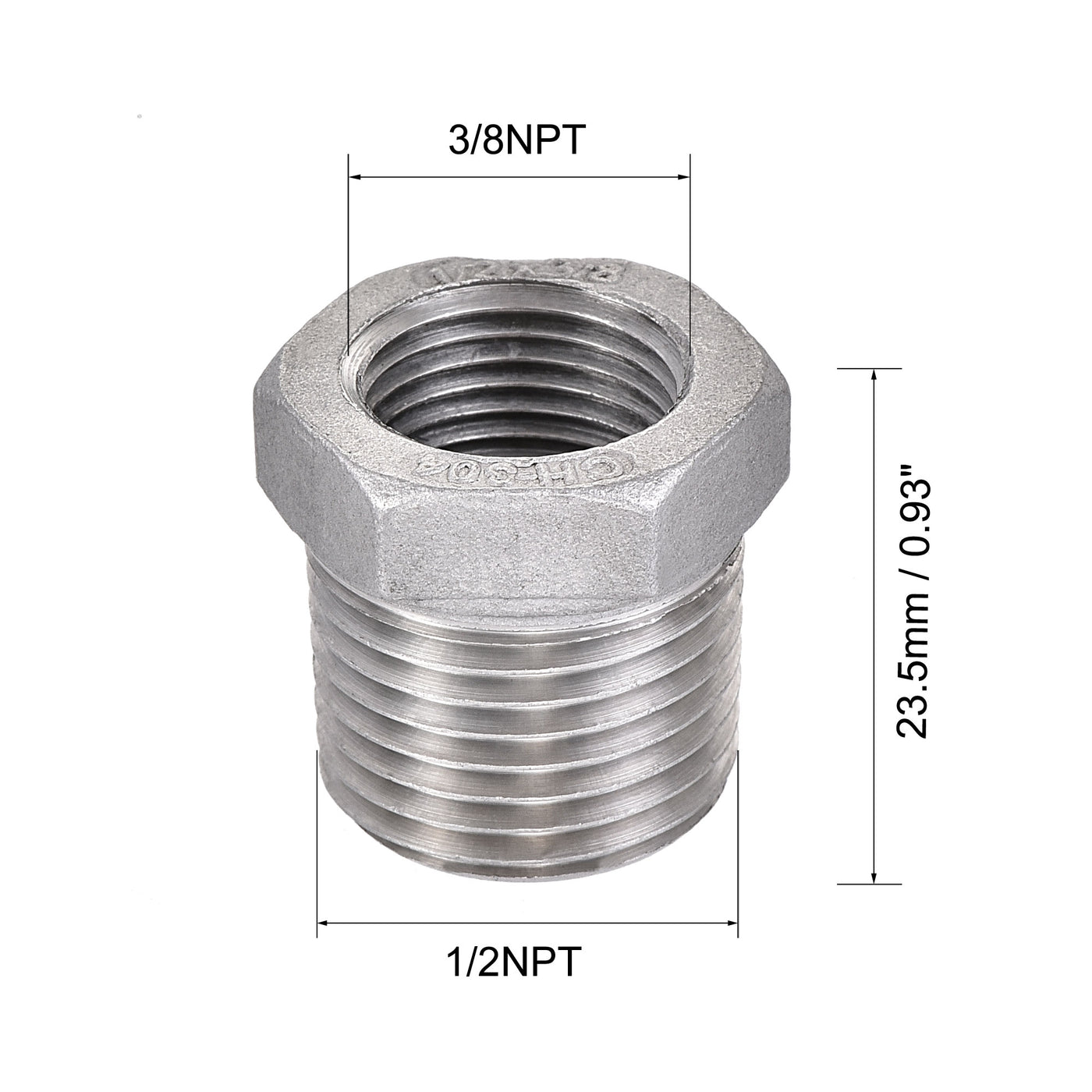 Uxcell Uxcell Reducer Hex Bushing, 304 Stainless Steel 1-1/4NPT Male to 1NPT Female, Reducing Forging Pipe Hose Adapter Fitting