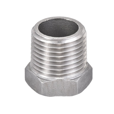 Harfington Uxcell Reducer Hex Bushing, 304 Stainless Steel 1-1/4NPT Male to 1NPT Female, Reducing Forging Pipe Hose Adapter Fitting