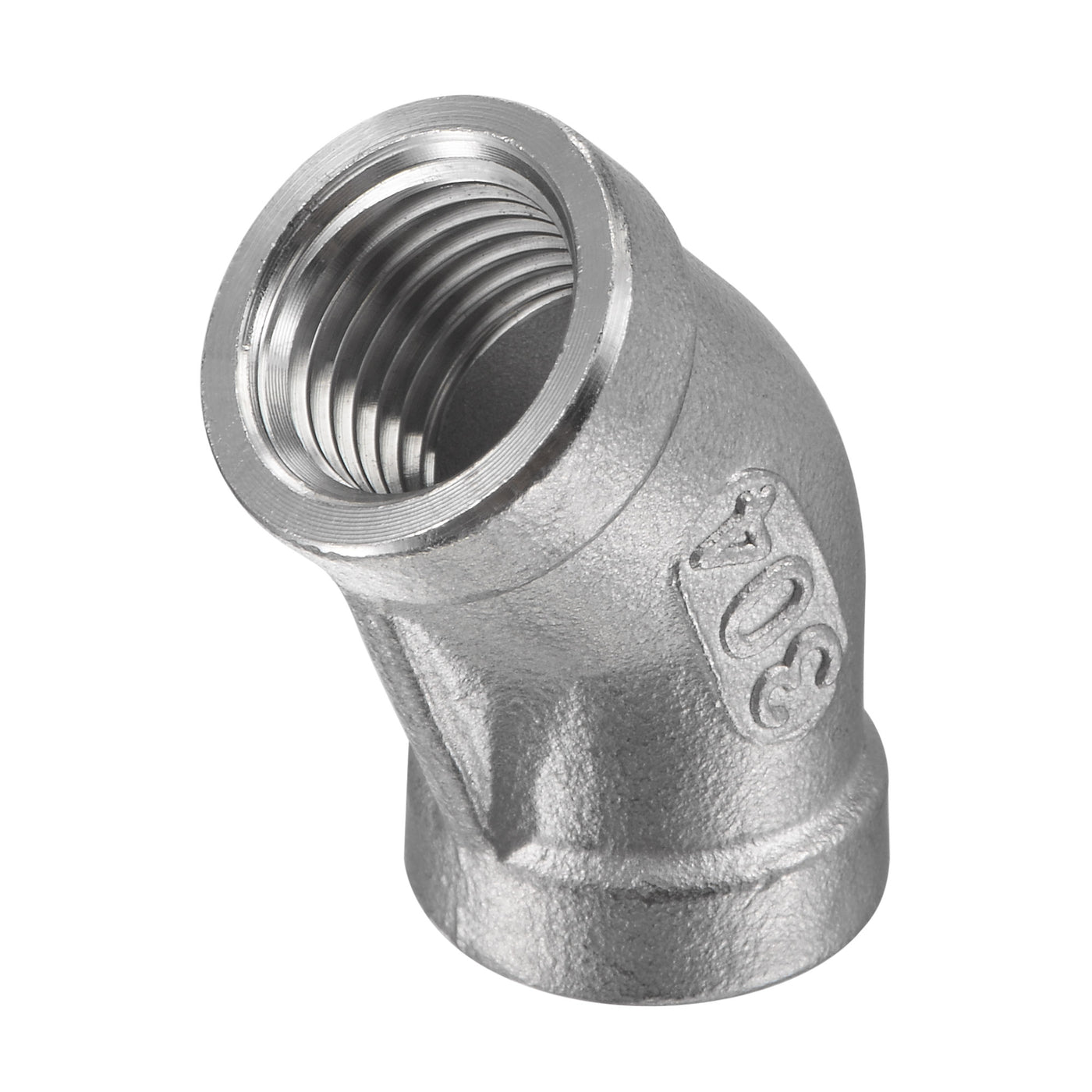 Uxcell Uxcell Pipe Fitting 45 Degree Elbow 3/8 NPT Female Thread Hose Connector Adapter, 304 Stainless Steel Pack of 2