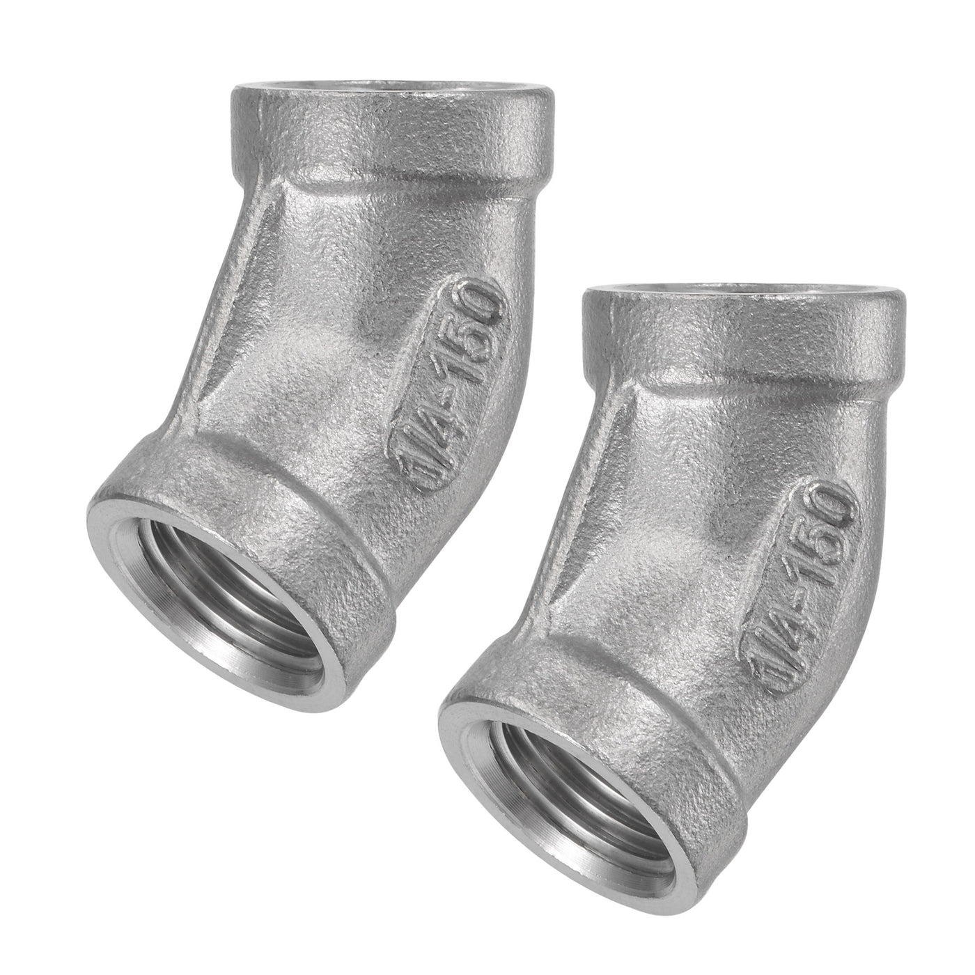 Uxcell Uxcell Pipe Fitting 45 Degree Elbow 3/8 NPT Female Thread Hose Connector Adapter, 304 Stainless Steel Pack of 2