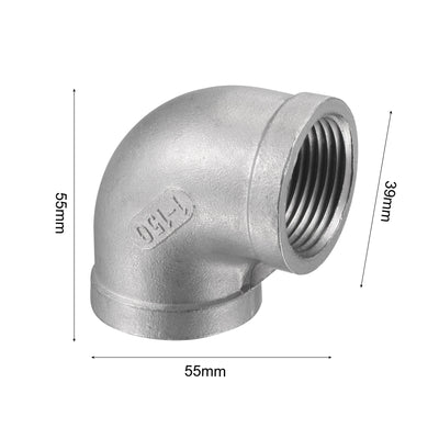 Harfington Uxcell Pipe Fitting Elbow 3/4 NPT Female Thread Hose Connector Adapter, 304 Stainless Steel