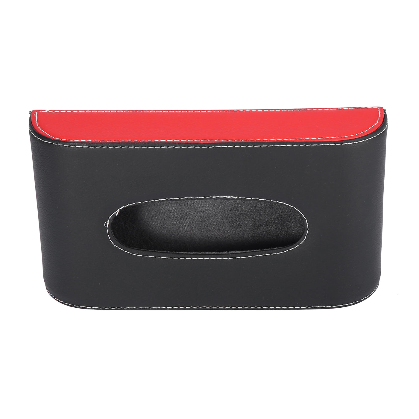 X AUTOHAUX Universal Car Sun Visor Napkin Holder Tissue Clip Holder Box Red Black Faux Leather