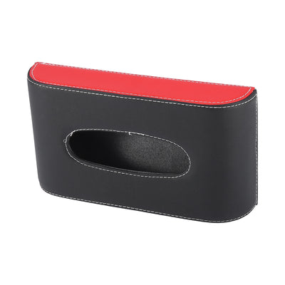 Harfington Universal Car Sun Visor Napkin Holder Tissue Clip Holder Box Red Black Faux Leather