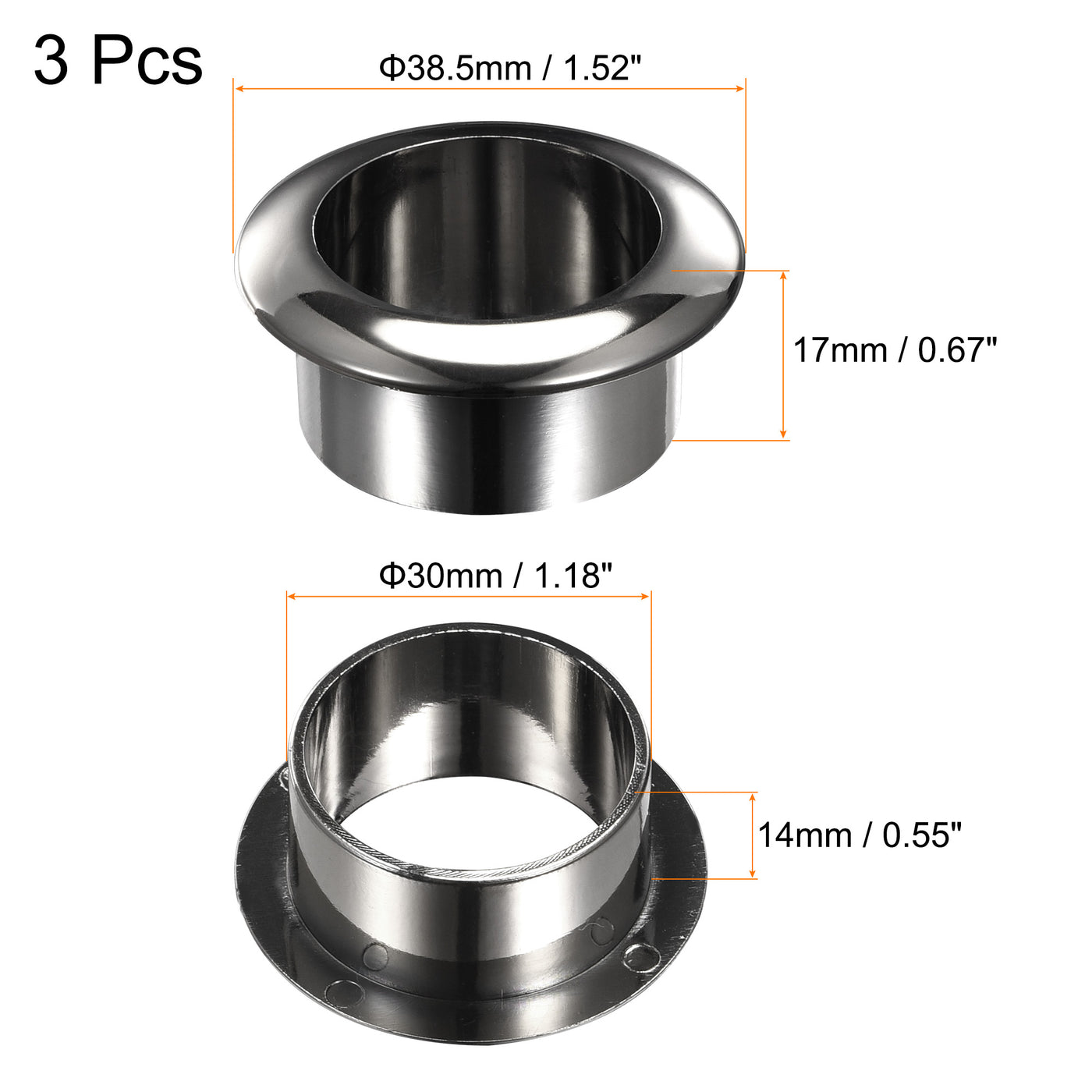 Harfington 3Stk.Schreibtischtülle 30mm zum Organisieren und Schützen von Schnur Nylon Dunkelgrau