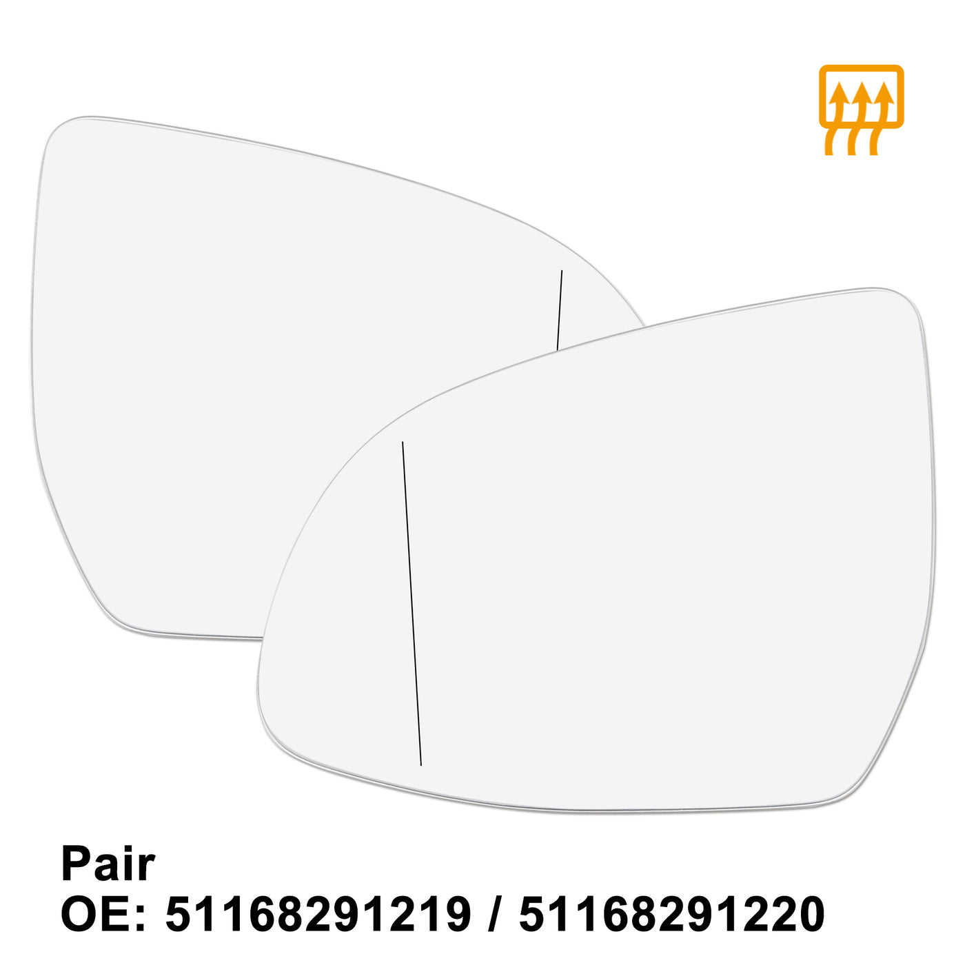 X AUTOHAUX 1 Paar Auto Links Rechts Rückspiegelglas 51168291219 51168291220