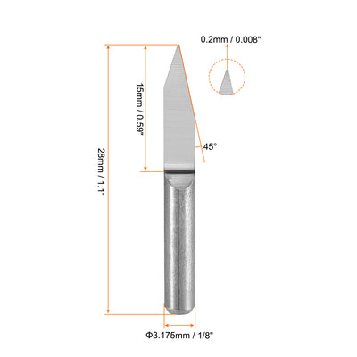 Harfington Uxcell 1/8" Shank 0.2mm Tip 45 Degree Carbide Wood Engraving Bit CNC Router Tool 10pcs