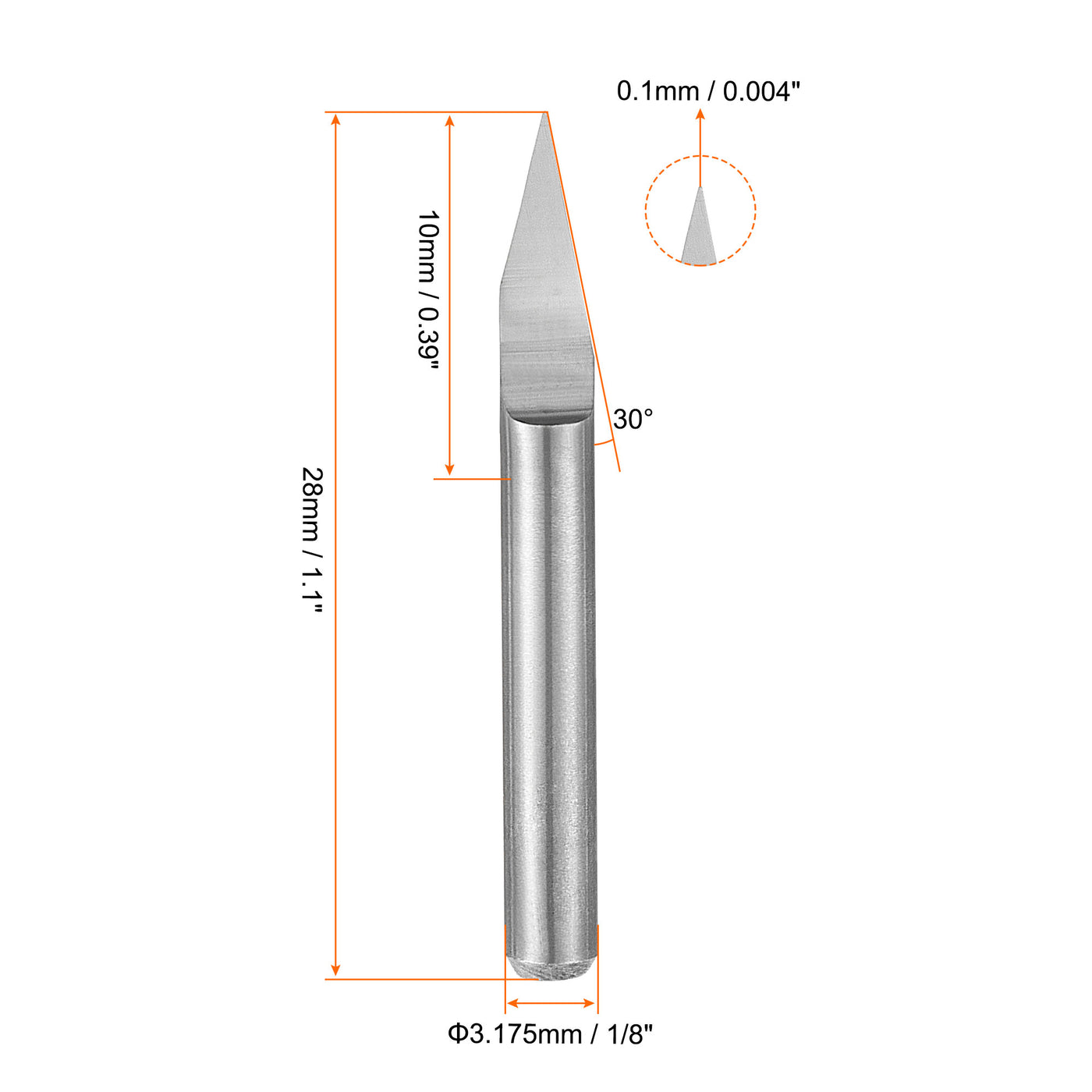 uxcell Uxcell 1/8" Shank 0.1mm Tip 30 Degree Carbide Wood Engraving Bit CNC Router Tool 10pcs